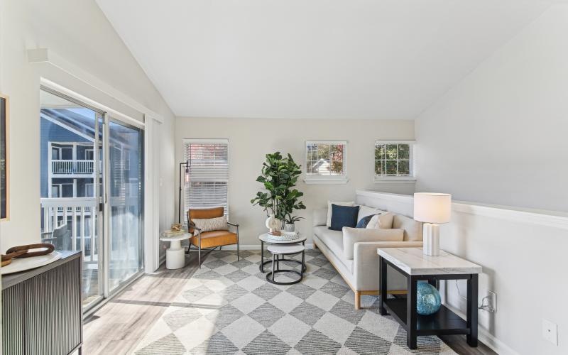 a room with a couch and a table